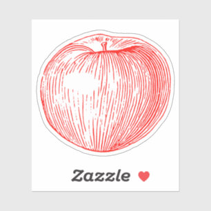Candy Apple Red Letterpress Apple Sticker