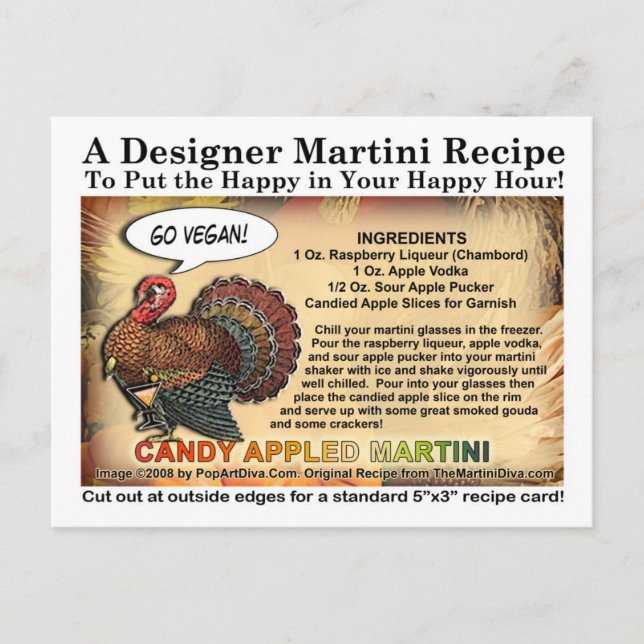 Candy Apple Thanksgiving Martini Recipe Postcard (Front)