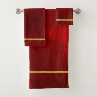Candy Apples Red Gold  Bath Towel Set