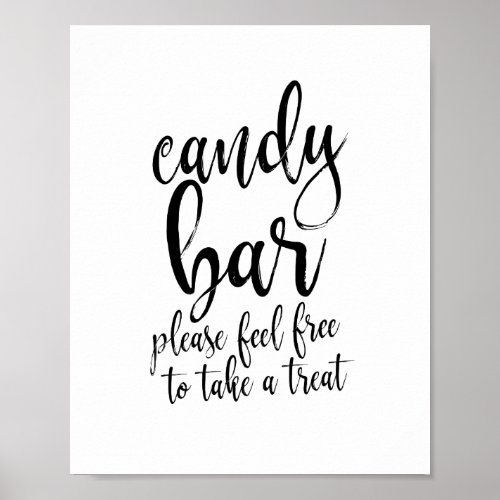 Candy Bar Black and White Script 8x10 Wedding Sign