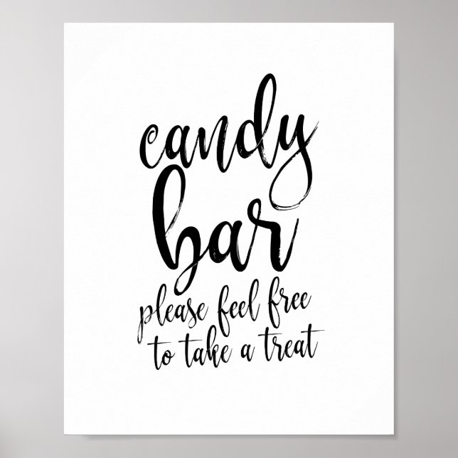 Candy Bar Black and White Script 8x10 Wedding Sign (Front)