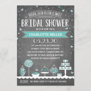 Candy Bar Bridal Shower Teal Invitation