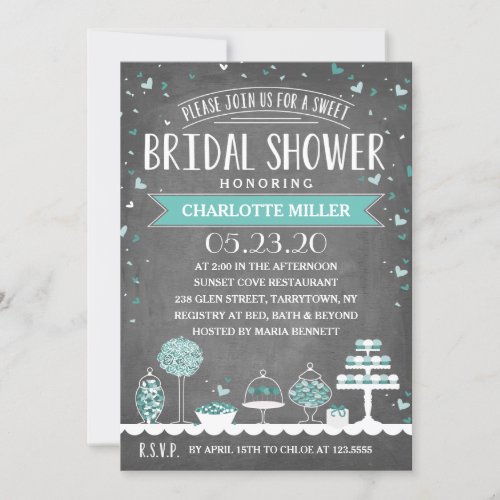 Candy Bar  Bridal Shower  Teal Invitation