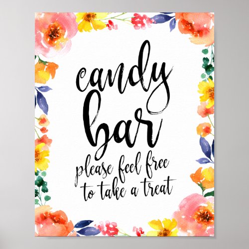 Candy Bar Floral Script 8x10 Wedding Sign