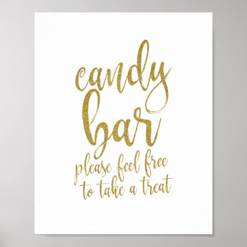 Candy Bar Gold Glitter Script 8x10 Wedding Sign