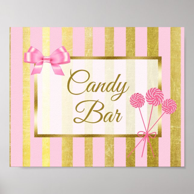 Candy Bar Sign Pink & Gold Poster (Front)