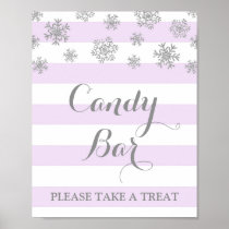 Candy Bar Sign Purple Stripes Silver Snow