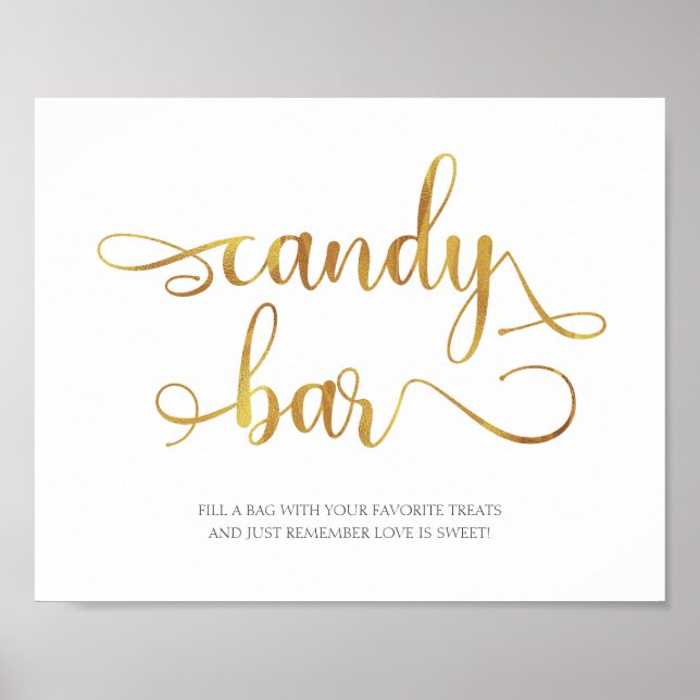 Candy Bar simple gold elegant Wedding Sign (Front)
