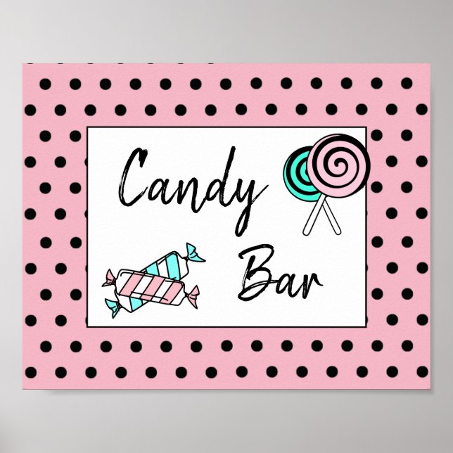 Candy Bar Wedding or Baby Shower  Sign Poster (Front)