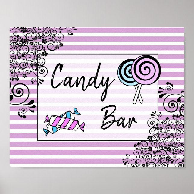 Candy Bar Wedding or Baby Shower  Sign Poster (Front)