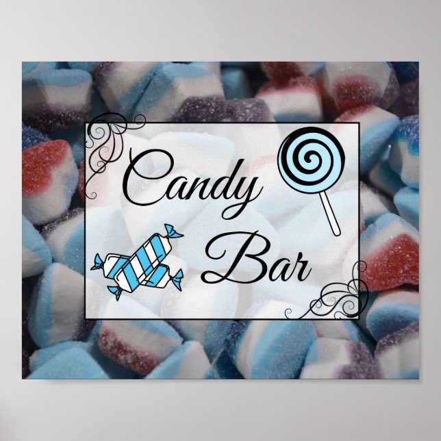 Candy Bar Wedding or Baby Shower  Sign Poster (Front)