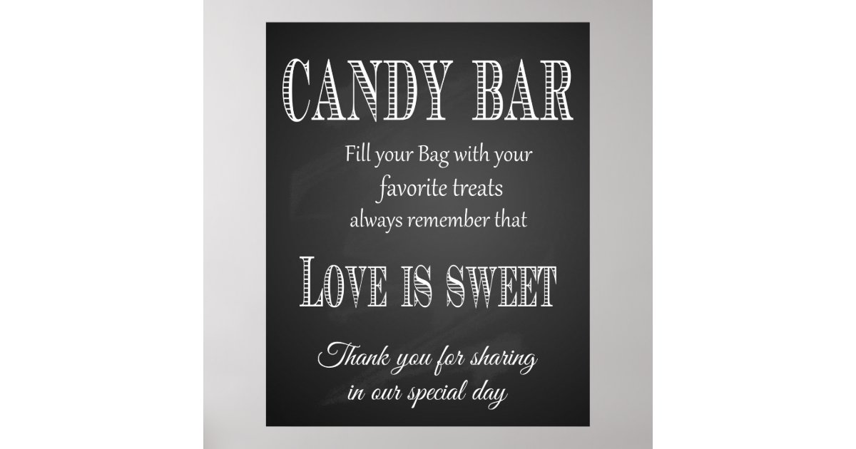 Candy Bar Wedding Print Chalkboard Blackboard Zazzle 2255