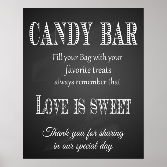 Candy Bar wedding print  chalkboard - blackboard (Front)