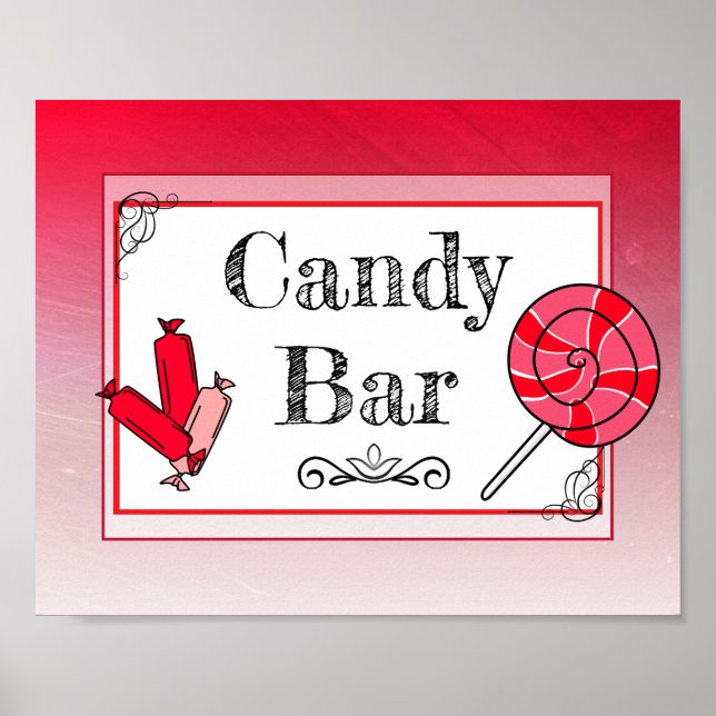 Candy Bar Wedding Red Sign Poster (Front)
