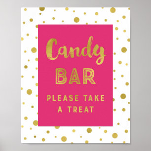 Candy Bar Wedding Sign Hot Pink Gold Stripes