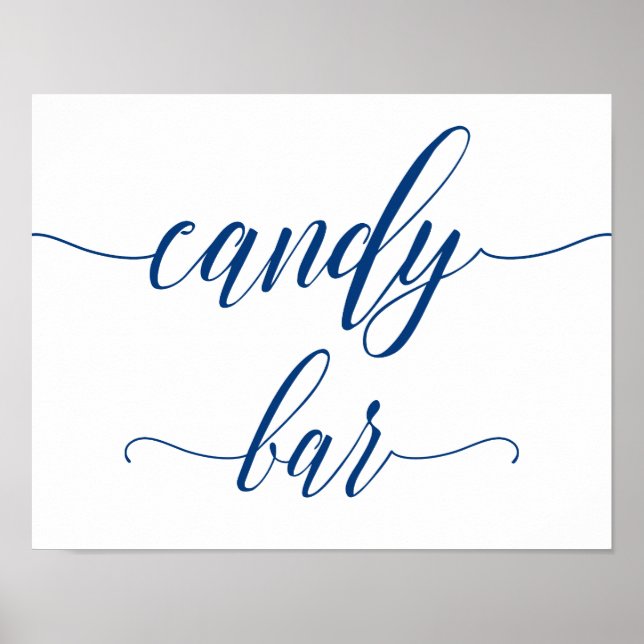 Candy Bar Wedding Sign in Navy Blue Calligraphy (Front)