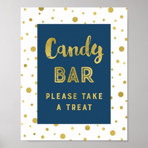 Candy Bar Wedding Sign Navy Blue Gold Stripes