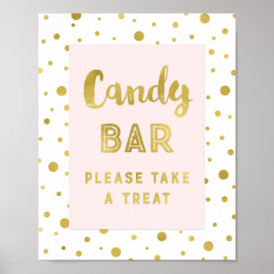 Candy Bar Wedding Sign Pink Gold Stripes