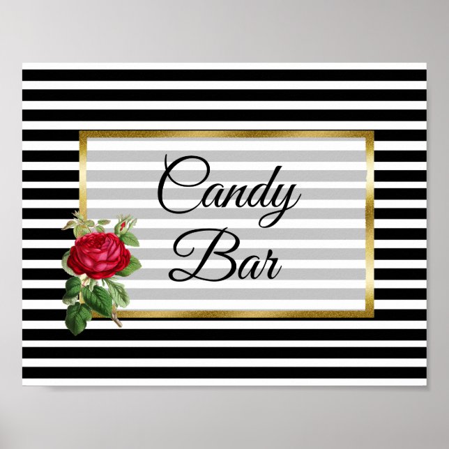 Candy Bar Wedding Sign Red Rose poster (Front)