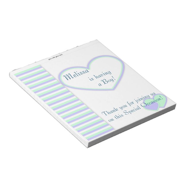 Candy Bar Wrapper Baby Shower Blue Boy Party Favor Notepad (Angled)