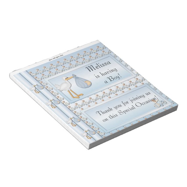 Candy Bar Wrapper Baby Shower Blue Boy Party Favor Notepad (Angled)