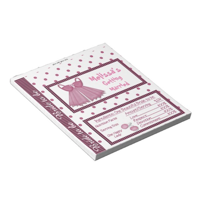 Candy Bar Wrapper Bridal Shower Party Favors Notepad (Angled)