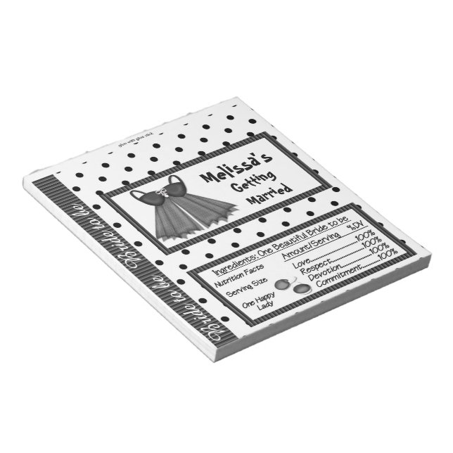 Candy Bar Wrapper Bridal Shower Party Favors Notepad (Angled)