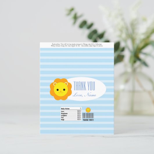 Candy Bar Wrapper Favor - blue lion (Standing Front)
