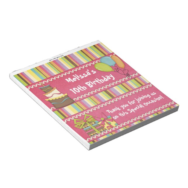 Candy Bar Wrapper Pink Birthday Party Favor Notepad (Angled)