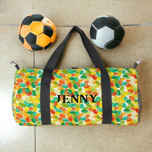 Candy Beans Yellow Multicolor on White Background Duffle Bag