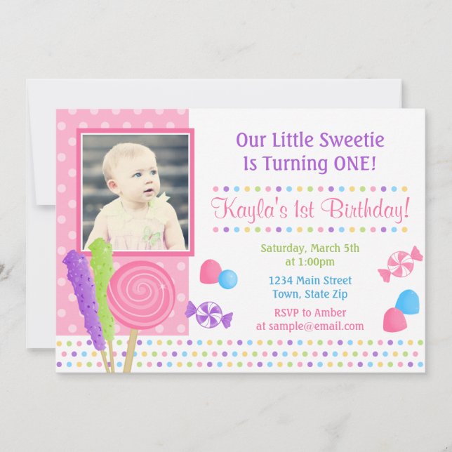 Candy Birthday Invitation 5x7 Photo Card (Front)