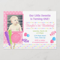 Candy Birthday Invitation 5x7 Photo Card