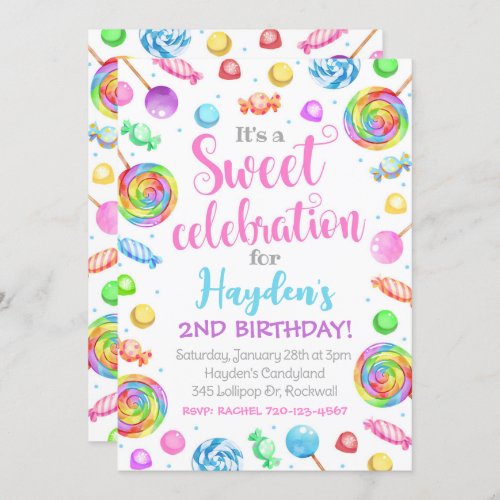 Candy Birthday Invitation Candyland Invitation