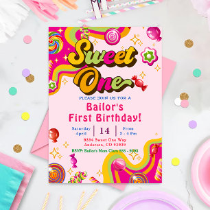 Candy Birthday Invitation Sweet One Party