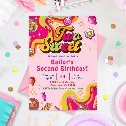 Candy Birthday Invitation Two Sweet Party