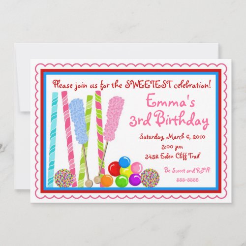 Candy Birthday Invitations