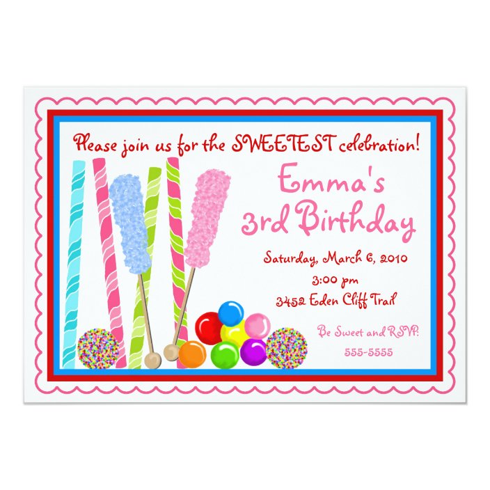Candy Birthday Invitations | Zazzle.com