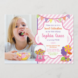 Candy Birthday Invitations Sweet Shoppe Party