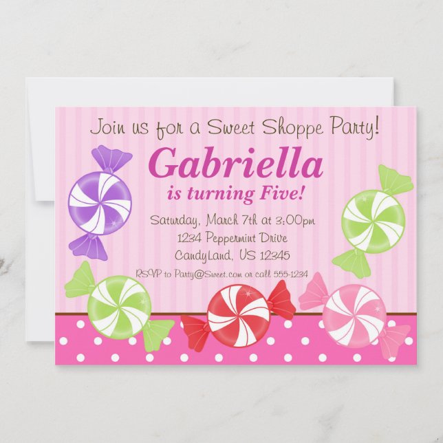 Candy Birthday Party Invitation (Front)