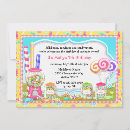 Candy Birthday Party Invitation | Zazzle.com