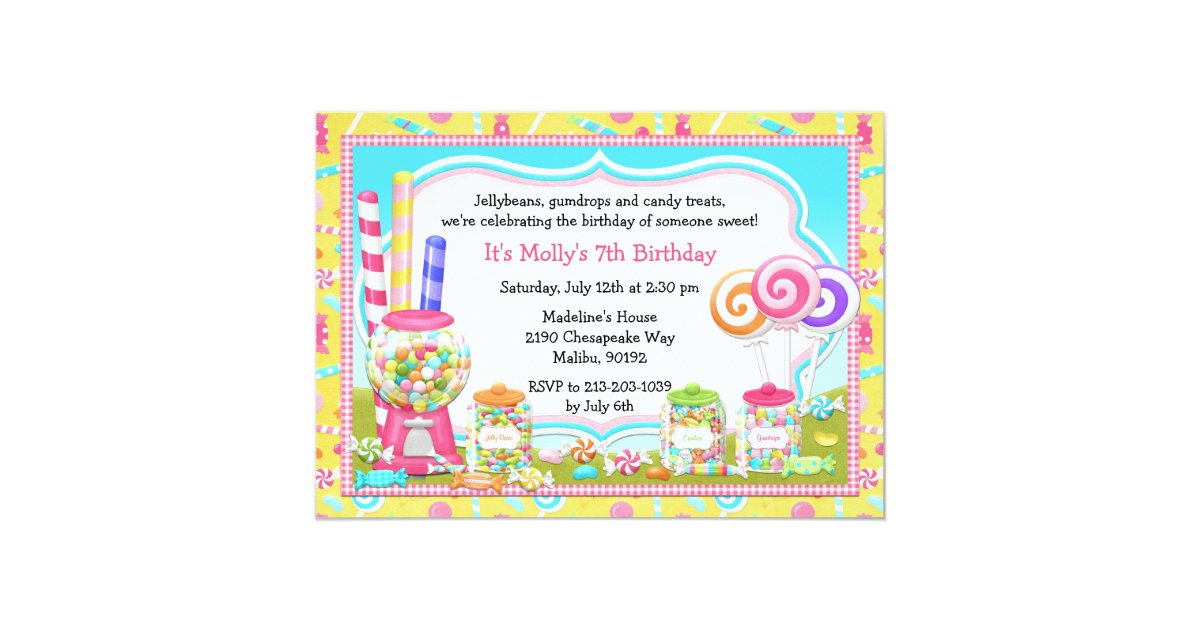 Candy Birthday Party Invitation | Zazzle