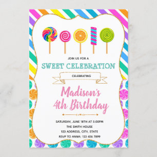 Candy birthday party invitation