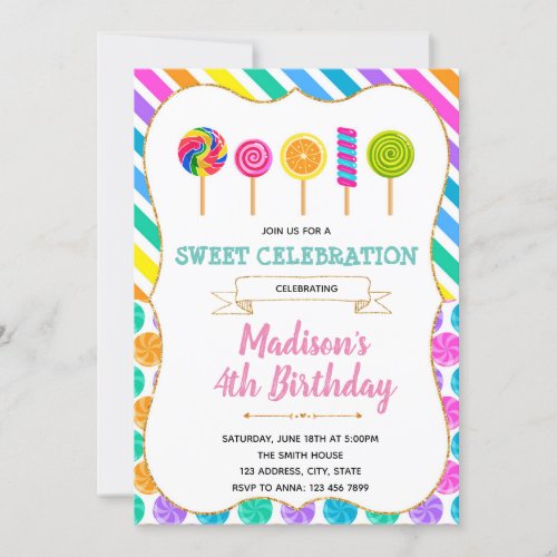 Candy birthday party invitation