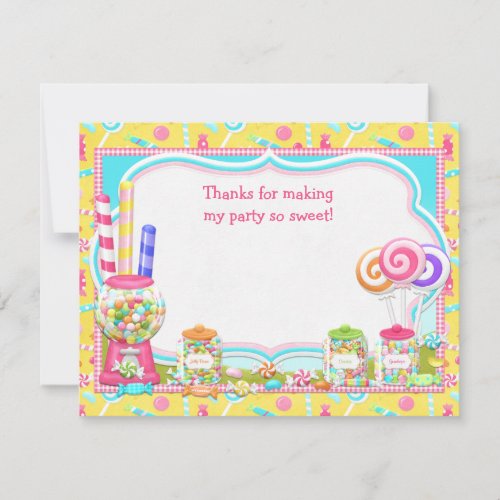 Candy Birthday Party Thank You Card