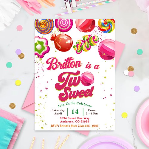 Candy Birthday Two Sweet Party Invitation