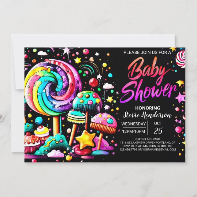 Candy Bohemian Baby Shower Invitation (Front)
