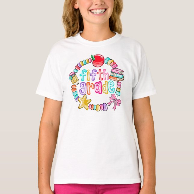 Candy Bracelet Colorful Fifth Grade T-Shirt (Front)
