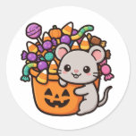 Candy Bucket Mouse Halloween Classic Round Sticker