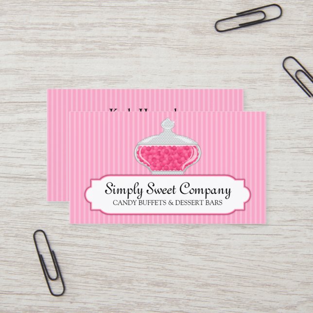 Candy Buffet and Dessert Bars Business Card (Front/Back In Situ)