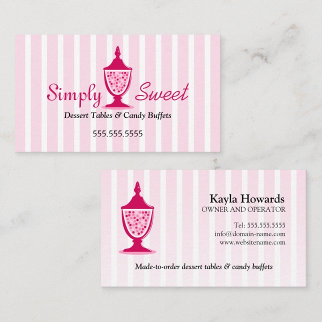 Candy Buffet and Dessert Tables Business Card (Front/Back)